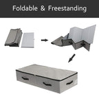 AMJ Large Sturdy Underbed Storage Box with Zip Lid, Rigid Sturdy Plastic Board inside, Handles on all sides, Dark Gray