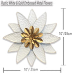 Metal Flower Wall Art Decor,10" Rustic Modern Antique Floral Sculpture, Distressed Iron Wall Hanging Home Decoration Accent Artworks for Indoor Kitchen Bedroom Living Office Outdoor Garden Patio