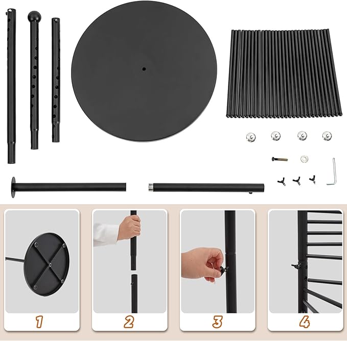 Scarf Hanger Organizer Stand Metal Scarf Display for Multiple Scarves Spiral Hijab Hanger Black Tie Rack with 30 Bars Heavy Duty Pant Hanger Space Saving Commercial Holder for Tie, Belt, Chothes