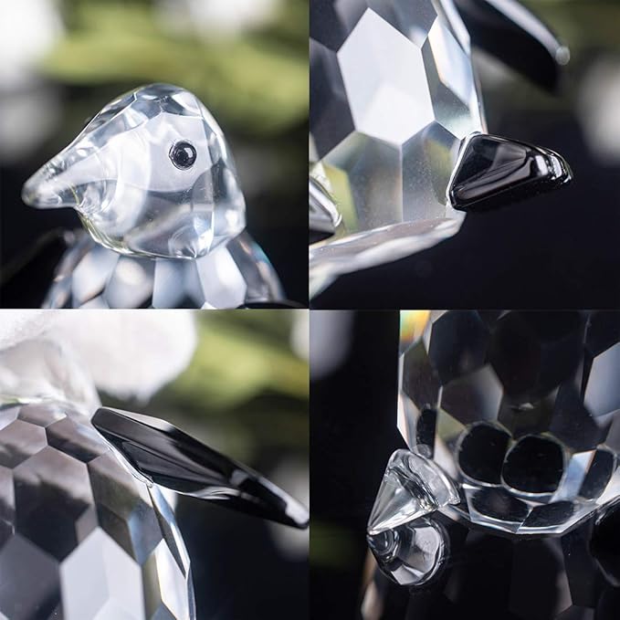 LONGWIN Crytal Cute Penguin Figurines of Glass Collectible Animal Figurines Desk Decoration Ornaments