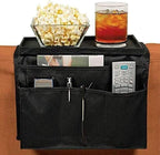 Sofa Armrest Organizer, Couch TV Remote Storage Organizer with Pockets for Recliner Armchair Snacks Glasses Smartphone Magazines Pouch (Gery)
