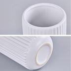 White Ceramic Flower Vase for Pampas Grass, 6 inch Small Decorative Centerpiece Ribbed Vase for Dining Table, Office Desktop, Shelf Bookshelf, Mantel, Bathroom, Countertop, Farmhouse, Gift