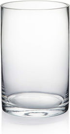WGVI Quality Thick Weighted Clear Cylinder Glass Vases, 4" W x 6" H, Flower Arrangement Glass Candle Holders Wedding Centerpieces Terrarium Planter Floral Storage Container Pen Brush Holder, 1 Piece