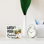 Tropical Bathroom Decor Tropical Decor Wash Your Palms Summer Decorations Wooden Box Sign for Home Office Farmhouse Table Shelf