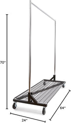 Econoco Commercial Garment Rack - Rolling Clothes Rack, Heavy Duty (Z Rack with Base Shelf, Black)