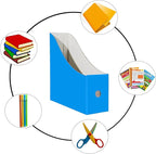 Limitliho 6 Pack Cardboard Magazine Holder for Desk, Book Bins for Classroom Library,Office,Home, 10.6" H x 10.2" L x 3.5" W in Magazine File Holder (Fresh color)