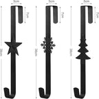 Wreath Hangers for Front Door,15" Sturdy Metal Wreath Doors Hangers,Over The Door Hooks for Front Porch Decor,Garland Hooks Holders for Halloween Christmas Decorations (Black Star, 1 Pack)