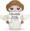 Handmade Positive Crochet Angel - Life is Tough But So are You - Birthday Gifts, Get Well Gifts for Women Men Kids Bestie, Inspirational Gift for Friends Student, Coworker