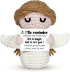 Handmade Positive Crochet Angel - Life is Tough But So are You - Birthday Gifts, Get Well Gifts for Women Men Kids Bestie, Inspirational Gift for Friends Student, Coworker