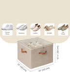 StorageWorks Shoe Organizer for Closet, Fits up to 16 Pairs, Shoe Cubby Storage Containers with Adjustable Dividers and Clear Cover, Taupe | Fits up to 16 Pairs, Clear Cover