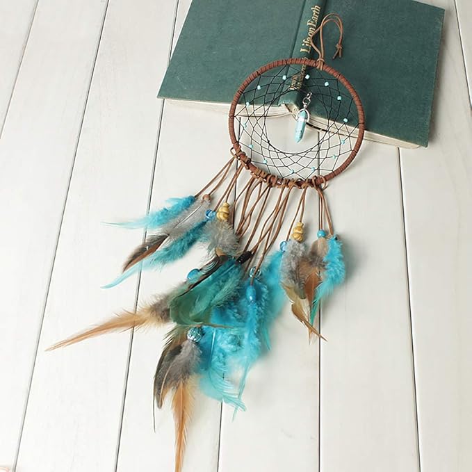 DIY Dream Catcher Making Kit, Macrame Dream Catcher Craft Supplies for Kids Bedroom Wall Decor Nursery Baby Room Hanging Wedding Ornaments Party Handmade Gift (Turquoise)