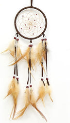 Handmade Dream Catchers Wall Decor,Boho Feather Dreamcatcher with Natural Elements,Unique Home Decor Gift for Bedroom, Living Room (Brown 19.7in)