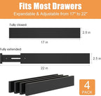 Bamboo Drawer Dividers,17-22" Adjustable Kitchen Drawer Organizer for Clothes,4 Pack Expandable Drawer Organization Separators for Bedroom,Bathroom,Dresser and Office,Black