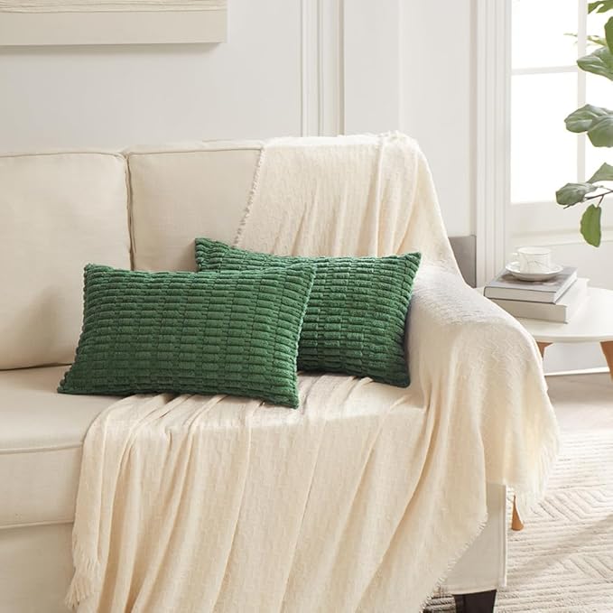 Fancy Homi 4 Packs Decorative Throw Pillow Covers for Living Room Couch Bed, Modern Farmhouse Boho Home Décor Accent Cushion Case, 24" x 16", Green Series
