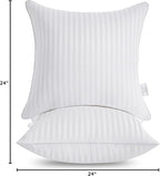 Oubonun 24 x 24 Throw Pillow Inserts, Firm and Fluffy Decorative Square Pillows for Couch Bed Sofa with Soft Cotton Cover White Cushion with Down Alternative Pack of 2