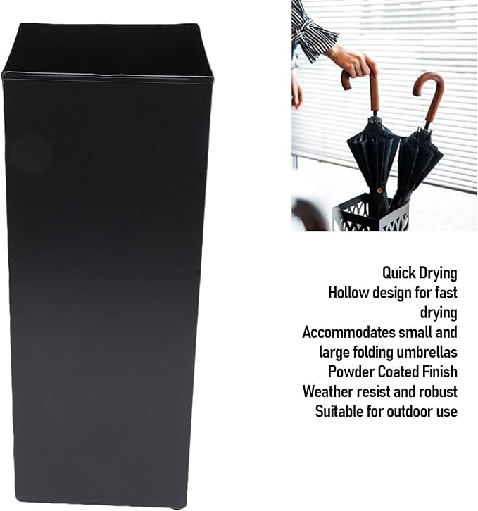 Umbrella Stand, Umbrella Holder for Entryway, Metal Square Umbrella Rack Organizer Freestanding, for Canes Walking Sticks (Black)