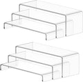 6 Pcs Large Acrylic Display Risers (7" L~8" L), Sturdy Rectangular Dessert Stands, Perfume Shelf Organizer, Clear Riser Stands, Display Shelves for Cupcake, Perfume, Figure, Collection, Decoration.