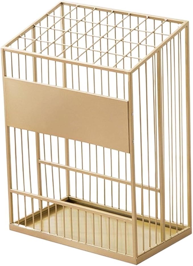 Umbrella Stand Hallway Entryway Storage Rack Umbrella Holder Large Capacity Metal Umbrella Holder Stand, Freestanding Umbrella Storage Stand with Four Non-Slip Feet, Canes Walking Sticks Swords(Gold,L