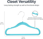 Amazon Basics Kids Velvet, Non-Slip Clothes Hangers for Infant and Toddler, 11.6 inches (for Baby Clothes), 50 Count, Blue (Pack of 4)