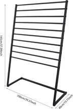 10 Tier Metal Scarf Organizer Holder, Freestanding Scarf Rack, Scarf Holder Organizer for Commercial Clothing Retail Store Towel Rack Ties Belt Pants Hanging (Black, 39.37 * 15.75 * 57.09in)