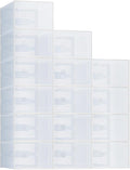 NEWBULIG 15 Pack Clear Shoe Storage Boxes, Shoe Organizer for Closet with Lid, Durable PE Transparent Shoe Containers Ideal for Sneakers, Heels & Boots, White