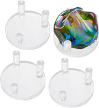 Hipiwe Acrylic Display Easel Rock Display Stand - Three-Peg Round Display Easel Stands for Fossil Coral Geodes Mineral Agate Small Collectibles, Medium,Set of 4