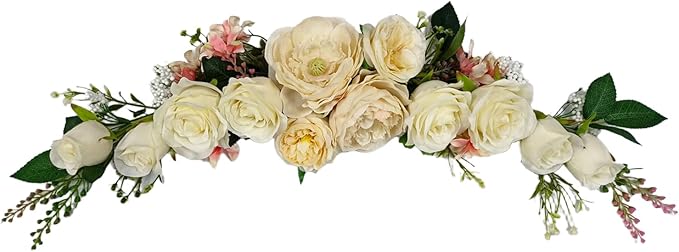 Arch Flowers, OrgMemory Artificial Floral Swags, 20" Length in Bent, Decorative Swag, Artificial Flower Swag for Door Party Wall Home Decor (Champagne)