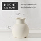 SIDUCAL Spotted Ceramic Modern Vase, 5.8 Inch Rustic Farmhouse Decorative Boho Terracotta Vase for Home Decor, Table, Living Room, Wedding, Shelf Decor, Mantel, Speckled White