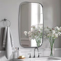 ANDY STAR Brushed Nickel Bathroom Mirror, 24x40” Oblong Mirror with Stainless Steel Metal Frame, Silver Oval Vanity Mirror for Over Sink, Modern Anti Rust Wall Mounted