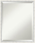 Amanti Art White Wall Mirror 21x17 Paige White Silver Rectangle Bathroom Mirror for Wall Decor Living Room, Small Modern Wood Frame, Hangs Horizonally and Vertically, Bathroom Decor, Beveled Edge
