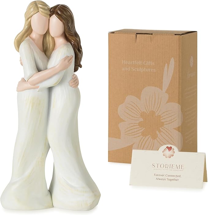 Storieme Sister Birthday Gifts for Women: Heartfelt Hugging Figurine Statue - Unique Sentimental Keepsake Present for Sisters Best Friend - Premium Resin Art Decor (7.7")