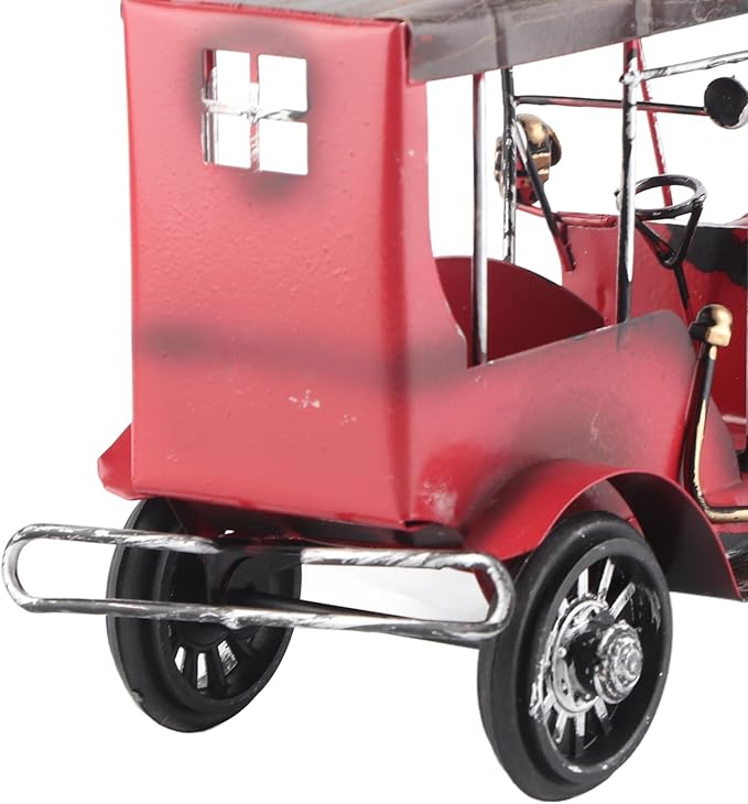 Yosoo Vintage Classic Car Model Miniature Tin Red 19cm Retro Antique Auto Collectible with Unique Design for Home Office Decor Gift