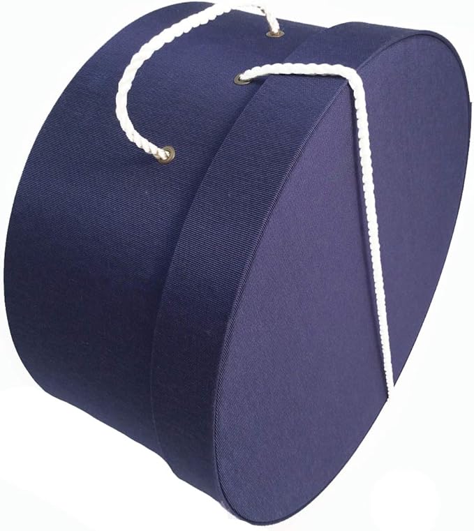 Sarah's Hat Boxes Classic Navy Hat Box – 11" x 5.5" (Dia. x Ht.) Handmade in USA – Odorless Non-Toxic Adhesive, Cording Handle – Premium Storage for Hats & Accessories