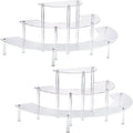 HENABLE Acrylic Display Risers, 3 Tier Clear Cupcake Perfume Stand Organizer, Half Moon Dessert Stand for Display, Food, Amiibo Funko POP Figure (2half