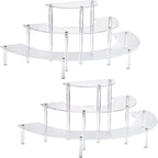 HENABLE Acrylic Display Risers, 3 Tier Clear Cupcake Perfume Stand Organizer, Half Moon Dessert Stand for Display, Food, Amiibo Funko POP Figure (2half
