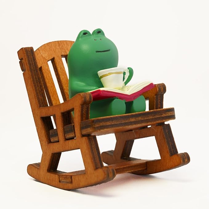 Resin Frog Figurine, Decorative Frog Statue for Desk Shelf Tabletop and Home Office, Collectible Animal Decor for Adults(Chair Coffee)