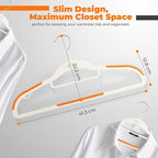 Plastic Hangers 100 Pack, Cascading Slim Space Saving Clothing Hangers with 360° Rotating Hook, Non Slip Clothes Hangers for Sweater Shirt, Heavy Duty Coat Hanger with Inner Hook for Closet, White