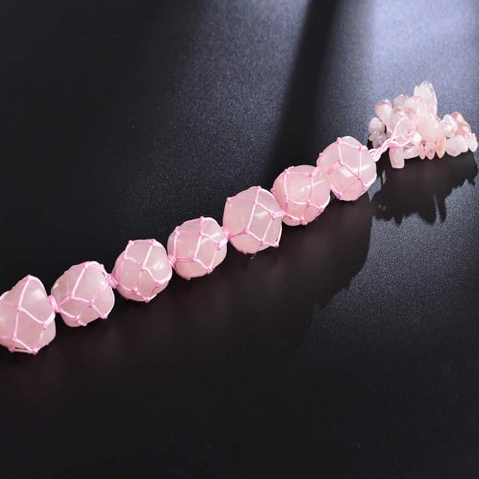 Handmade Natural Crystal Rose Quartz Car Hanging Ornaments for Home Decoration Feng Shui Ornament Yoga Meditation Car Decoration Tumbled Palm Stones