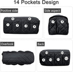 Sofa Armrest Organizer Non-Slip Arm Chair Bedside Caddy Storage Organizer for Recliner Couch with 14 Pockets for Cell Phone TV Remote Control Magazines (Black)