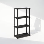 Furinno Turn-N-Tube Book Shelf, 4-Tier Bookshelf, Bookcase with Multipurpose Compact Display Rack, 11.6 x 23.6 x 43.2, for Living Room, Bedroom, Home Office, Americano/Black