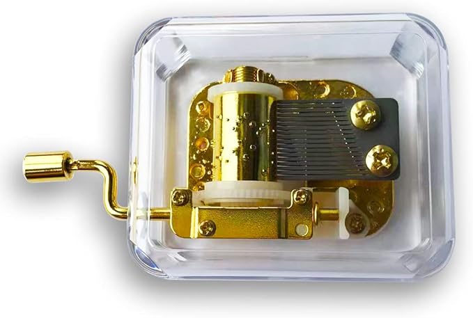 BinkeGG Play (Kiss The Rain) Clear Acrylic Hand Crank Music Box with Sankyo Musical Movement (65 Tunes Option)