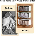 Socks Underwear Drawer Organizer, 5 Cell Compartments Acrylic Wall Mount Storage Boxes, Self-Adhesive Switchable Drawer Organizer for Socks, Lingerie, Ties, Cosmetic, Kitchen Spice(White)