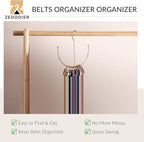 ZEDODIER Belt Hangers, Belt Rack Closet Accessories Organizers, Closet Organizer Hook Rack for Belt, Ties, Scarves, Camisoles, Hats, Bras, Shoes, Rose Gold