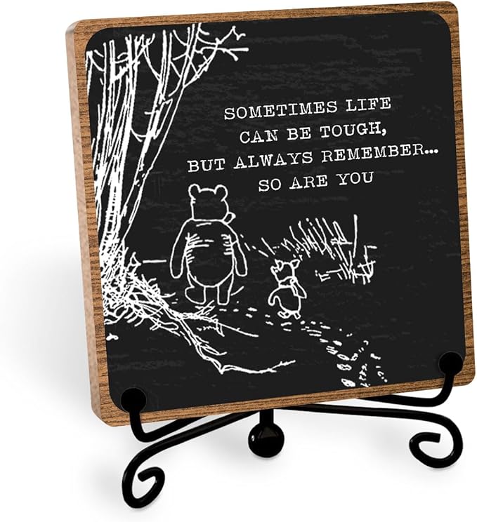 Winnie Inspirational Desk Sign Pooh, Cute Inspirational Gifts for Women Men, Friends Family Apart Gifts, Sympathy Keepsake, Motivational Table Desk Cubicles Accessories Decorations