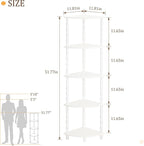 MaxSmeo Corner Bookshelf, 5-Tier Corner Shelf Stand, Modern Corner Plant Shelves with Storage, for Bedroom, Bathroom, Kitchen, Living Room (White)