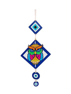 Decorative Bird Mobile Wall Hanging, Colorful Swallow Design with Flowers, Traditional Tattoo Style Art Evil Eye (OWL_Hanging_D_3)