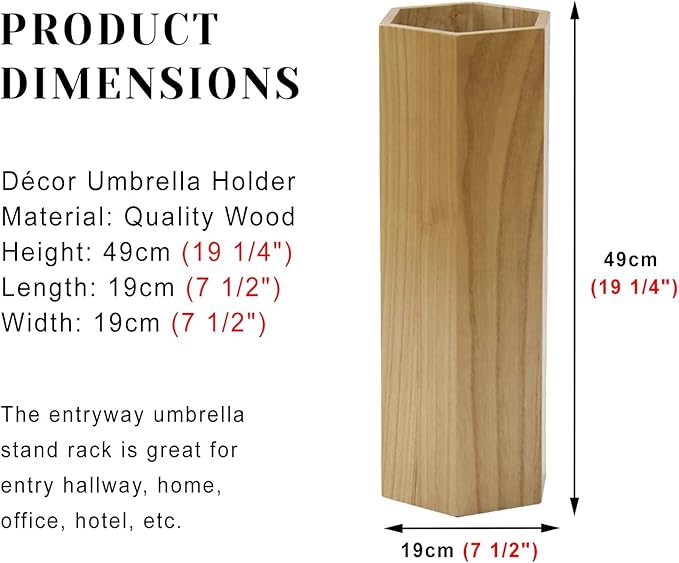 ROYUMI Umbrella Stand 19" Hexagon Wooden Umbrella Holder, Umbrella Stands for Entryway, Walnut/Oak Indoor Umbrella Holder, Water-Resistant Umbrella Storage Solution (Color : Oak)