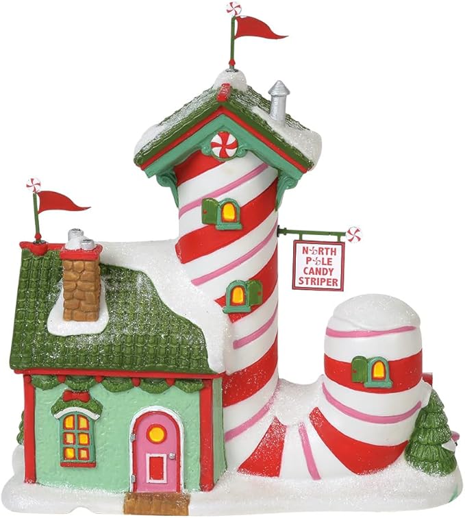 Department 56 North Pole Village Candy Striper Lit Animated Building, 7 Inch, Multicolor