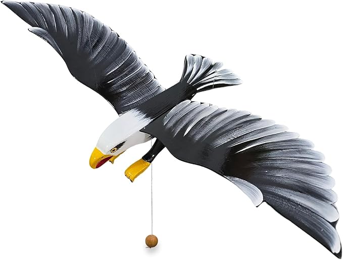 WitnyStore Wooden Bird Mobile 25" Black Flying Eagle Hand Made Painted Wood Flapping Wing Birds Hanging Ceiling Decor Wind Chimes Handcrafted Art Animal Decorative Collectibles Décor Gifts Souvenirs