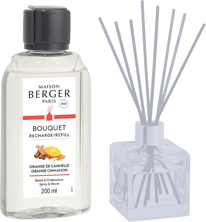 MAISON BERGER 200ml/6.76 fl. oz. Orange Cinnamon Reed Diffuser Refill, Clear